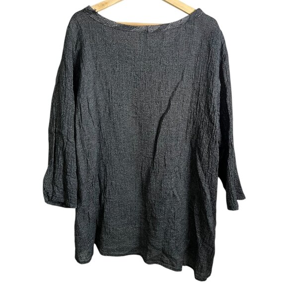 Khangura Linen Asymmetric Tunic Top Black 1X Lagenlook Boho Art Teacher‎ Artsy - Picture 3 of 9